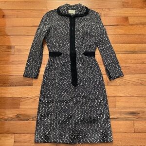 Vintage Miss Brooks New York Black and White Tweed Dress with Bow - XS
